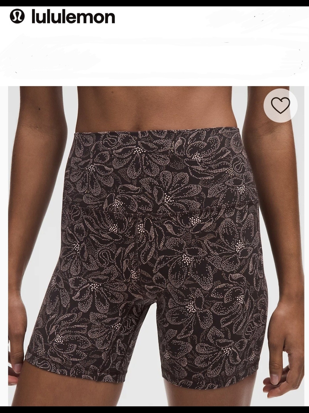 lululemon athletica Brown Floral Print High-Rise Athletic Bike Shorts - Picture 4 of 6